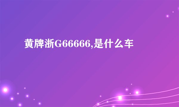 黄牌浙G66666,是什么车