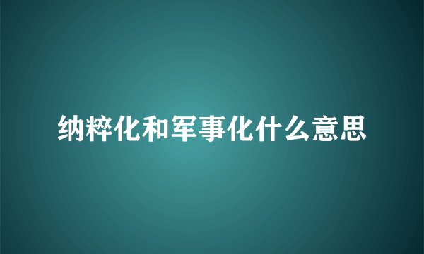 纳粹化和军事化什么意思