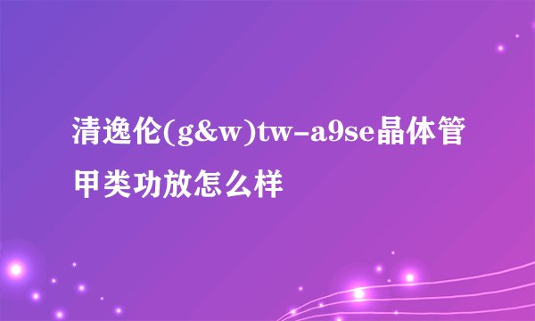 清逸伦(g&w)tw-a9se晶体管甲类功放怎么样