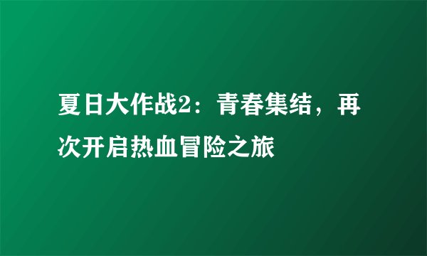 夏日大作战2：青春集结，再次开启热血冒险之旅