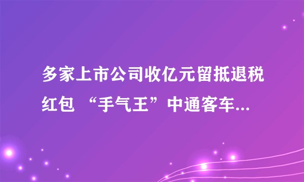 多家上市公司收亿元留抵退税红包 “手气王”中通客车获7.4亿元50中行开心论坛0亿