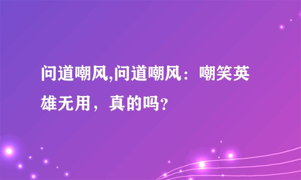 问道嘲风,问道嘲风：嘲笑英雄无用，真的吗？