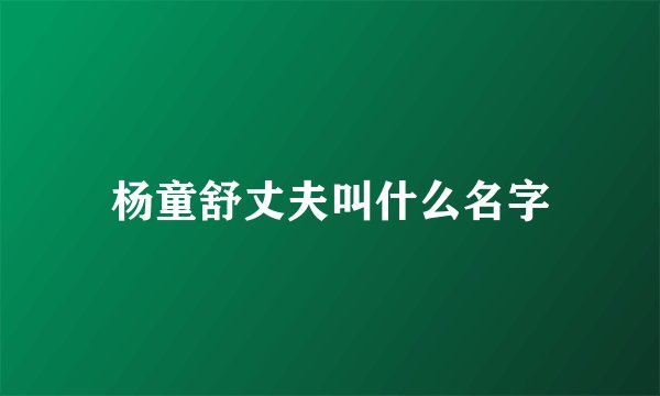杨童舒丈夫叫什么名字