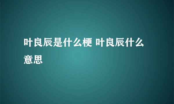 叶良辰是什么梗 叶良辰什么意思