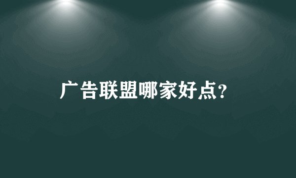 广告联盟哪家好点？