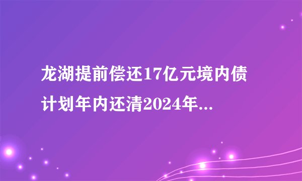 龙湖提前偿还17亿元境内债 计划年内还清2024年到期境外债
