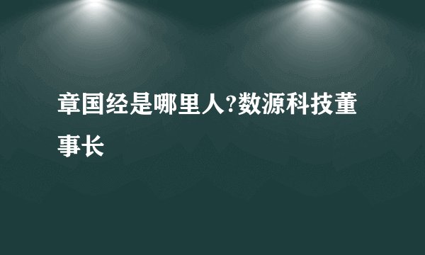 章国经是哪里人?数源科技董事长