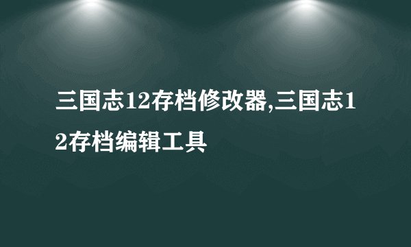 三国志12存档修改器,三国志12存档编辑工具