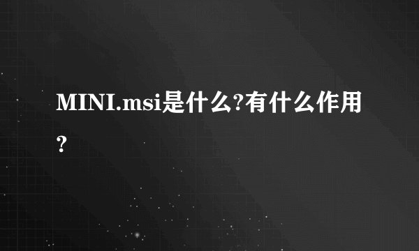 MINI.msi是什么?有什么作用?