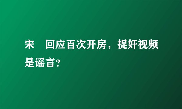 宋喆回应百次开房，捉奸视频是谣言？