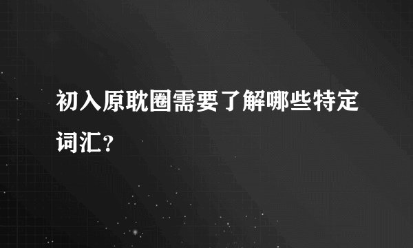初入原耽圈需要了解哪些特定词汇？
