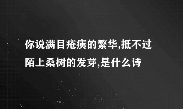 你说满目疮痍的繁华,抵不过陌上桑树的发芽,是什么诗