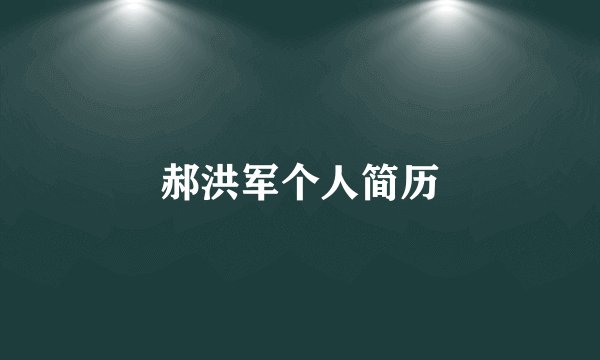 郝洪军个人简历