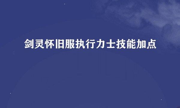 剑灵怀旧服执行力士技能加点