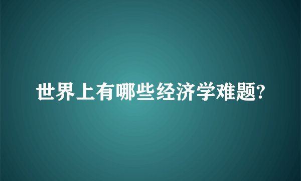 世界上有哪些经济学难题?