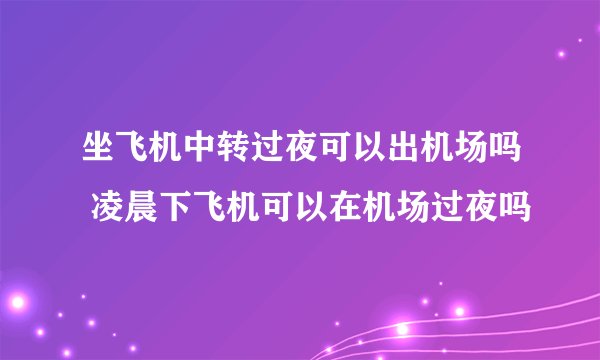 坐飞机中转过夜可以出机场吗 凌晨下飞机可以在机场过夜吗