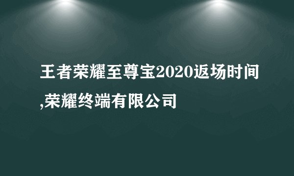王者荣耀至尊宝2020返场时间,荣耀终端有限公司