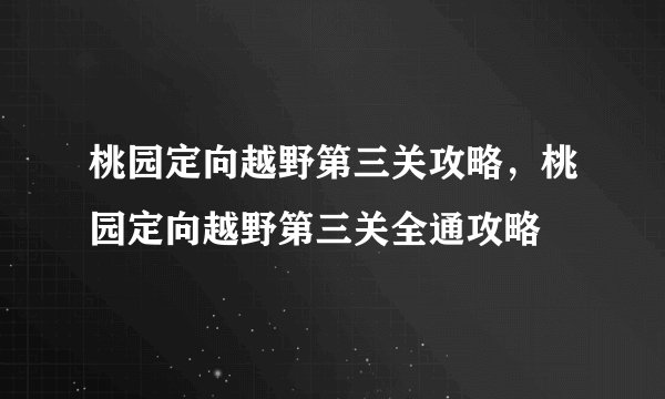 桃园定向越野第三关攻略，桃园定向越野第三关全通攻略
