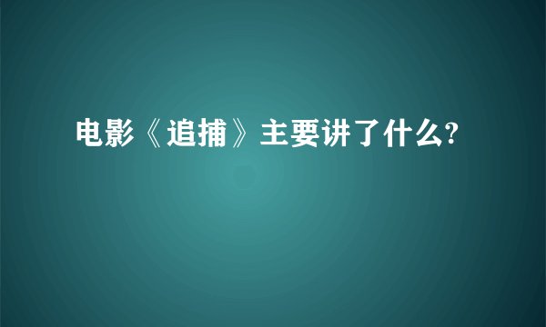 电影《追捕》主要讲了什么?