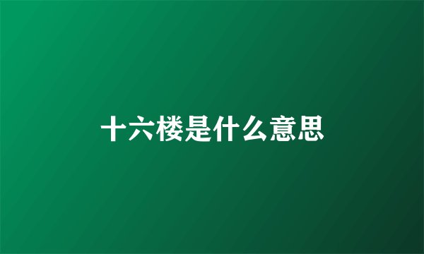十六楼是什么意思