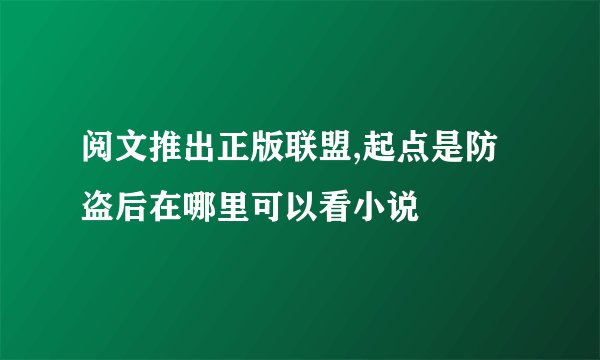 阅文推出正版联盟,起点是防盗后在哪里可以看小说