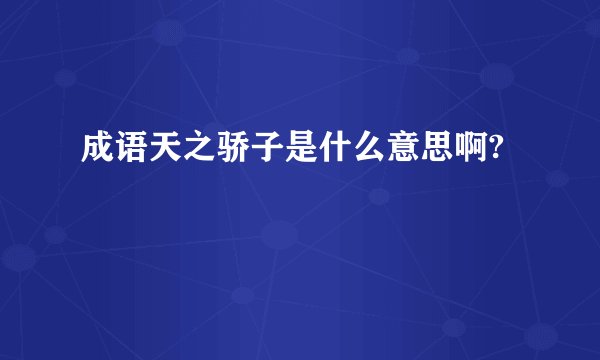 成语天之骄子是什么意思啊?