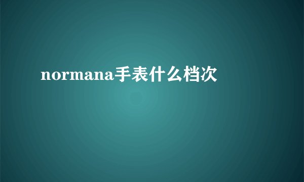 normana手表什么档次