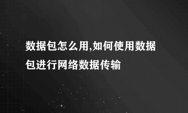 数据包怎么用,如何使用数据包进行网络数据传输