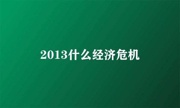 2013什么经济危机