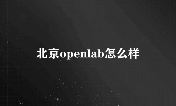 北京openlab怎么样