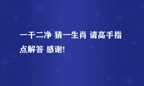 一干二净 猜一生肖 请高手指点解答 感谢!