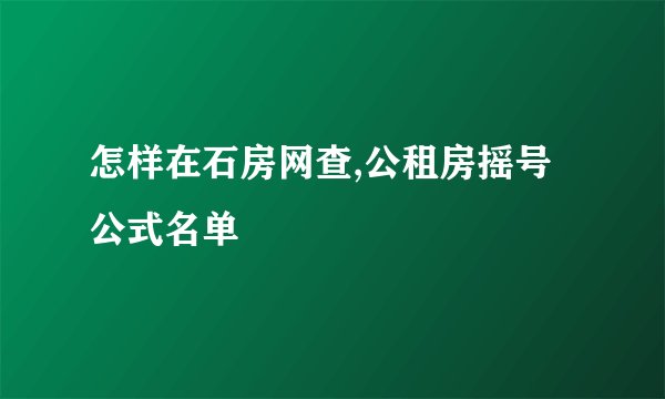 怎样在石房网查,公租房摇号公式名单