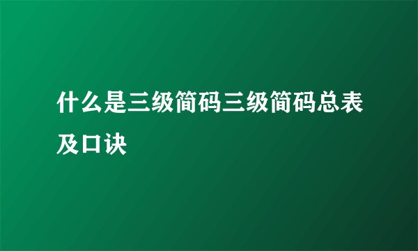 什么是三级简码三级简码总表及口诀