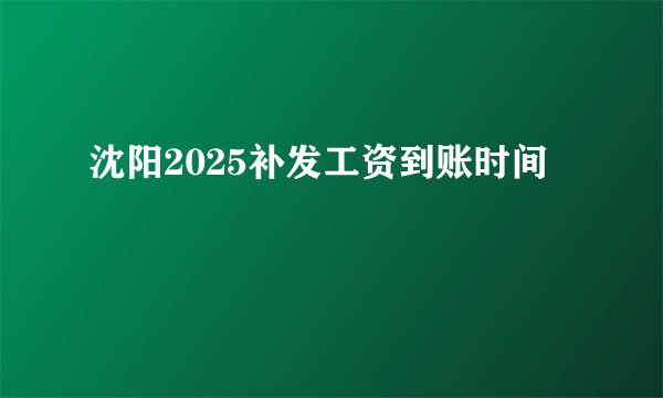 沈阳2025补发工资到账时间