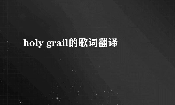 holy grail的歌词翻译