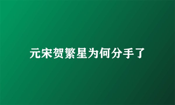 元宋贺繁星为何分手了