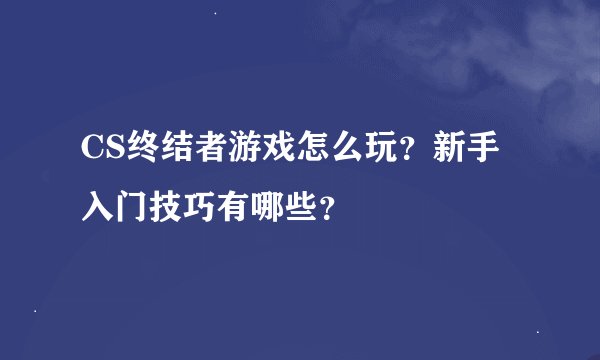 CS终结者游戏怎么玩？新手入门技巧有哪些？