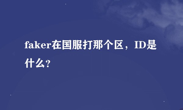 faker在国服打那个区，ID是什么？