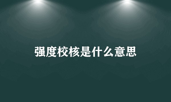 强度校核是什么意思