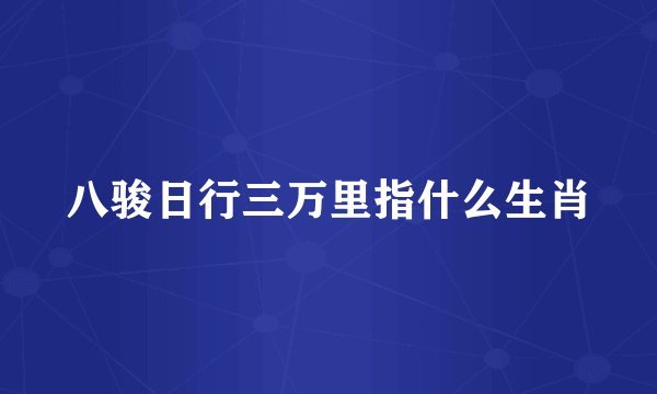 八骏日行三万里指什么生肖
