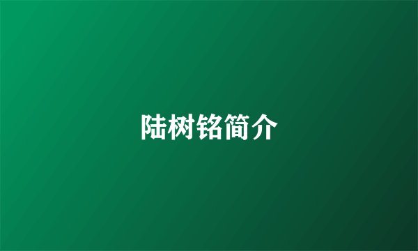 陆树铭简介