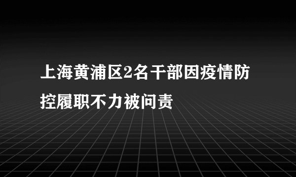上海黄浦区2名干部因疫情防控履职不力被问责