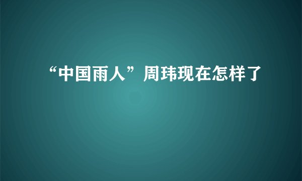 “中国雨人”周玮现在怎样了