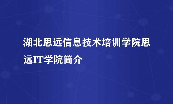 湖北思远信息技术培训学院思远IT学院简介