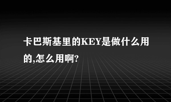 卡巴斯基里的KEY是做什么用的,怎么用啊?