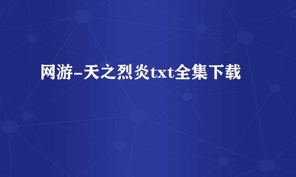 网游-天之烈炎txt全集下载