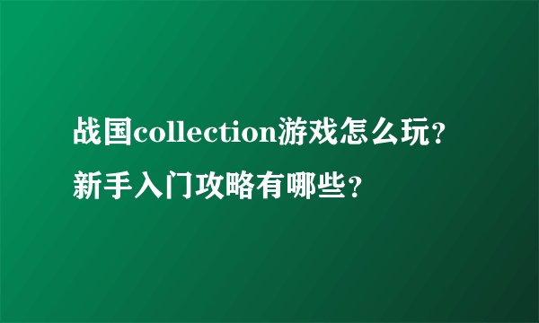 战国collection游戏怎么玩？新手入门攻略有哪些？