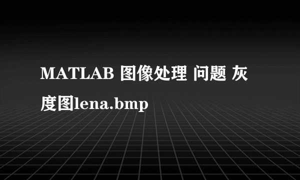 MATLAB 图像处理 问题 灰度图lena.bmp