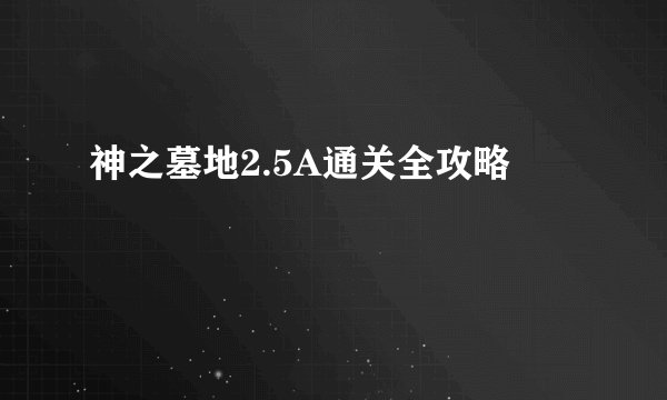 神之墓地2.5A通关全攻略