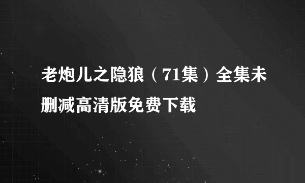 老炮儿之隐狼（71集）全集未删减高清版免费下载